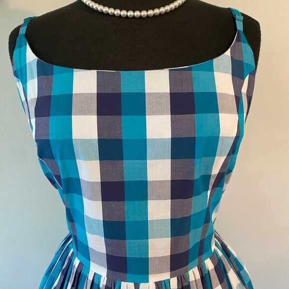 😍 TATYANA PLAID SWING RETRO PINUP PICNIC SUMMER SWING DRESS - Picture 6 of 10